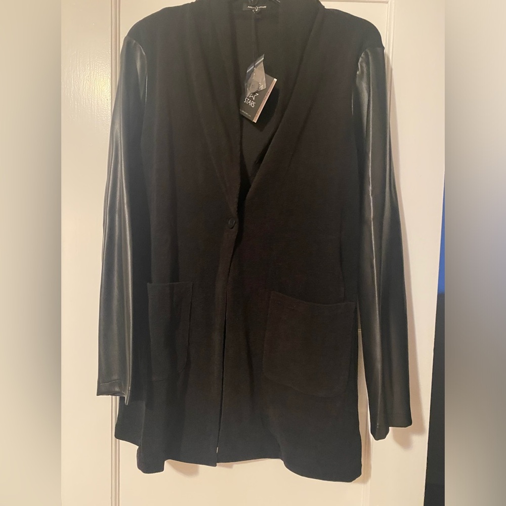 Area Stars Kelly Faux Leather Trim Blazer NWT Size Large